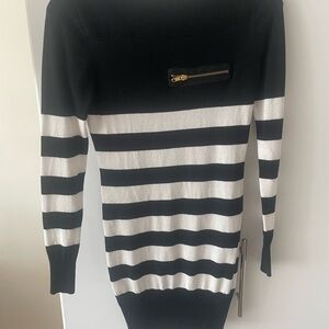 VENUS Black and White Striped Mini Dress